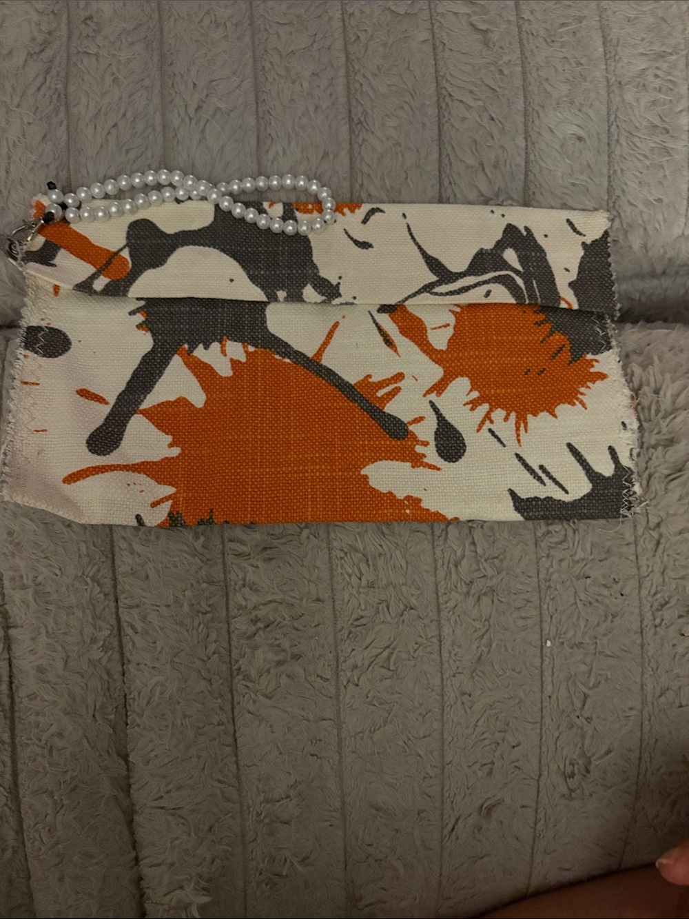 Abstract Paint-Splash Canvas Clutch in Orange and Black